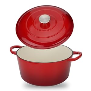 Enameled Cast Iron Dutch Oven Casserole with Lid, 5.5 Quart, Oven Safe up to 500°F – Heavy-Duty, Versatile Cookware for Marinating, Cooking, Baking, Refrigerating, and Serving