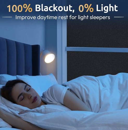 Image of WALLMATE Blackout Window Privacy Film Room Darkening UV Blocking Removable Decorative Glass Tint for Bathroom Front Door (Black-Out Film, 20x120 in)