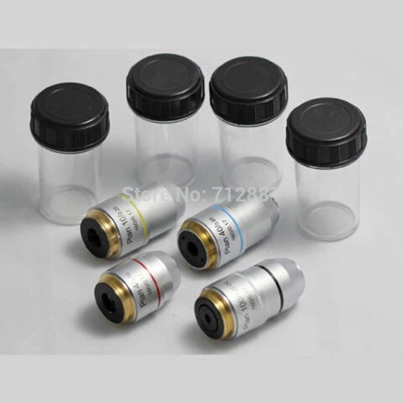 4X 10X 20X 40X 60X 100X Piano Microscopio acromatico lente lente microscopio biologico accessori parti (1PC Plan 4X)