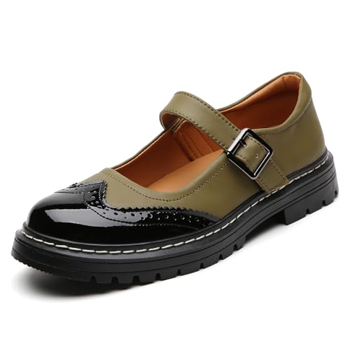 Image of Mary Jane Shoes Women Platform Non-Slip Casual Dress Shoes | Round Toe Ankle Strap Comfort Classics Oxfords Work Mary Jane Office School Shoes