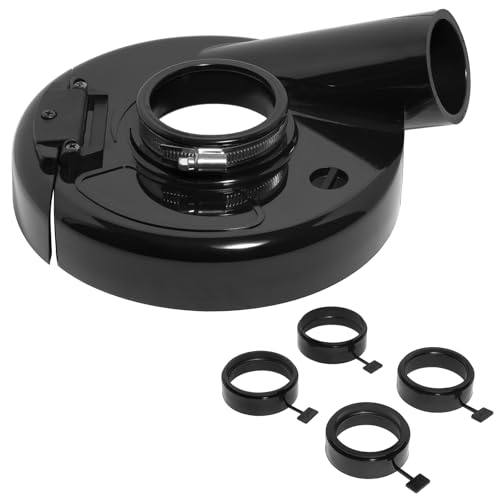 7-Inch Dust Shroud for Angle Grinder, Vacuum Connected Grinding Angle Grinder Cover with 4 Locating Rings for Concrete Stone Granite Polishing, Black