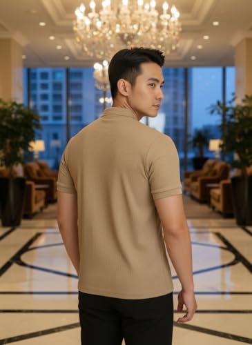 Image of MACK JONNEY Men's Cotton Self Design Polo T-Shirts | Front Half Zipper | Pack of 2 | Multicolour