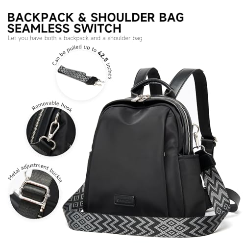 Image of Mini Backpack Purse for Women Anti-theft bag for Ladies Waterproof Convertible Travel Shoulder Bag Lightweight (Black)