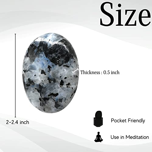 Image of Certified Large Rainbow Moonstone Crystal Palm Pebbles Stones for Anxiety Stress Relief Massage - AAA Grade Original Healing Gemstone Agate Palm Stone for Yoga Meditation Spiritual Reiki Feng Shui