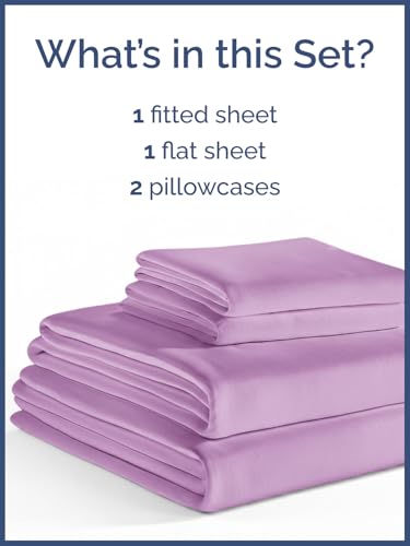 Image of Kids Full Size Bed Sheet Set - 4 Piece Kids Loft Bed Sheets - Solid Violet Themed Bedding - Soft, Cute and Cozy - Breathable and Machine Washable - Bedding for Boys, Girls, Teens & Toddlers - Oeko-Tex