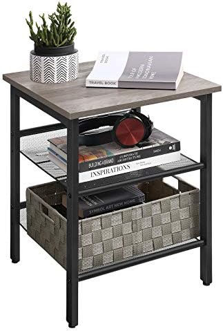 VASAGLE INDESTIC End Table, Nightstand with 2 Adjustable Mesh She...