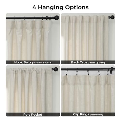 Image of HPD Half Price Drapes Heavy Faux Linen Light Filtering Curtains for Bedroom 84 Inches Long (1 Panel) - Rod Pocket Curtains for Living Room - Window Curtains Home Decor - 50 X 84, Melted Cream