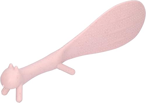Cuchara de arroz, pala de arroz, cuchara de pie con forma de ardilla, cuchara de arroz antiadherente para cocina en casa (rosa)