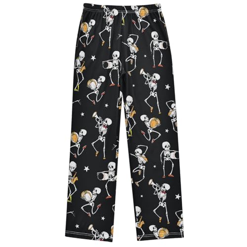 Boy's Pants Skull Dancing Playing Music Jogger Pants Elastic Waist Long Bottoms Trousers with Pockets 6-14 Years