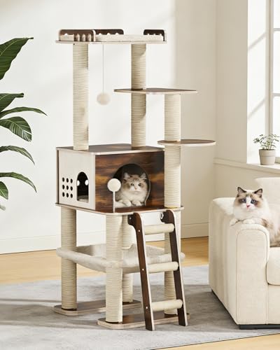 Torre moderna para gatos 60.3 pulgadas multi-niveles miniatura 6