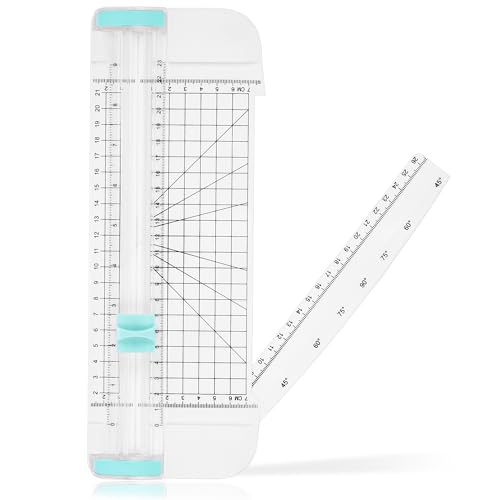 JIANTA Guillotina de Papel Pequeña Cortador de Papel con Regla Mini Cizalla Papel con Extension y Automático de Seguridad Salvaguardar para Manualidades Scrapbooking Etiqueta Papel Foto