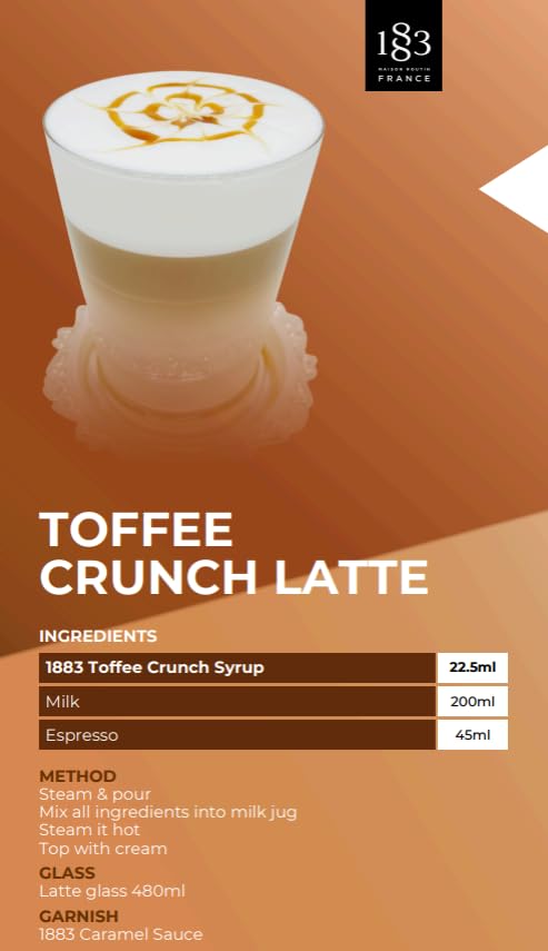 Image of 1883 Toffee Crunch Syrup for Drinks, Made in France, 1 Liter Plastic Bottle