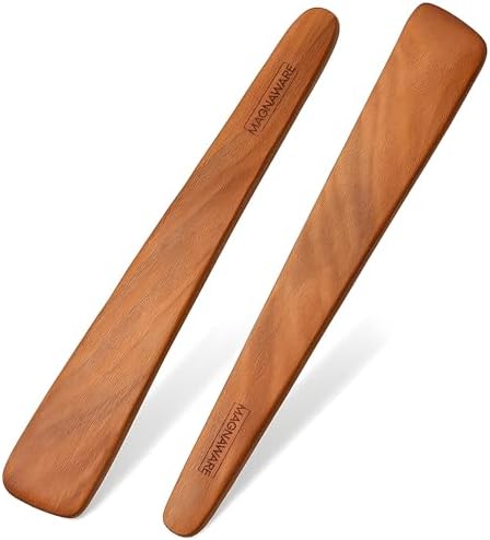 12-inch Acacia Wood Spatula Set of 2 – Wooden Flipper Turners, He...