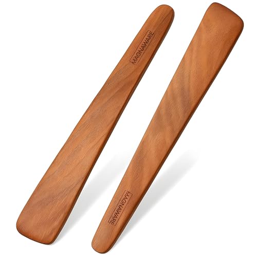 MAGNAWARE 12-inch Acacia Wood Spatula Set of 2 – Wooden Flipper Turners, Heat-Resistant Utensils for Cooking, Frying, Eggs, Pancakes – Safe for Nonstick Cookware