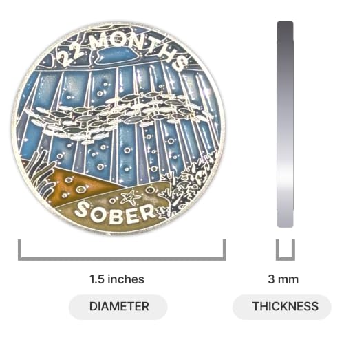 Image of The Achieve Mint 22 Months Sober Token | 22 Months Sobriety Chip | Non-AA, Non-Religious Medallion for Men and Women Celebrating Sobriety