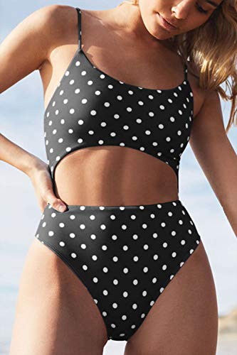 Image of Meyeeka Womens Scoop Neck Cut Out Front Lace Up Back High Cut Monokini One Piece Swimsuit