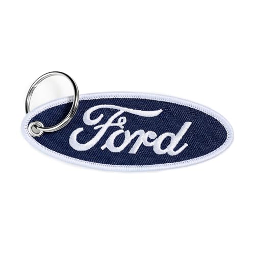 Detroit Shirt Company Ford Blue Oval Logo embroidered Keychain 4 x 1.5 | logos front and back