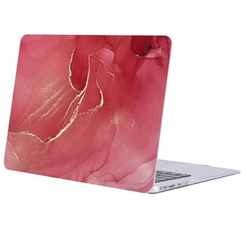 FFBOFFC Cover Compatibile con MacBook Air 13 Pollici 2020 2019 2018 Modello A2337 A2179 A1932 M1 Chip con Retina Display & Touch ID, Plastica Protettiva Custodia Rigida, Marmo rosso fluido
