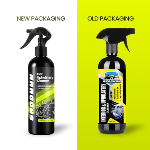 Image of Groommm Total Car Interior Cleaning Kit 250ml - Upholstery & Fabric Cleaner Spray With Cleaning Brush | For Car Seats, Roof Liner, Door Fabric & Seat Covers | Removes Tough Stains from Leather & Vinyl