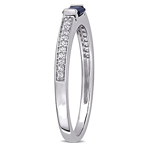 0.70 Carat Blue Sapphire And Natural Diamond Baguette Bridal Engagement Rings For Women 10KT Solid White Gold Anniversary Wedding Prong Setting (Blue Sapphire 0.5 ctw,Clarity I1-I2 , Color HI)3