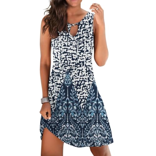 Robe d'été courte fleurie sans manches col V coupe ample chic - 5