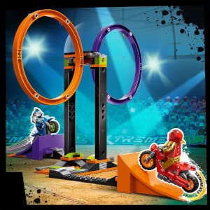 60360 City Stuntz Sfida Acrobatica: Anelli Rotanti con Moto Giocattolo Carica e Vai, Giochi per Bambini e Bambine da 6 Anni, Gare per 1 o 2 Giocatori - Lego - Immagine 1