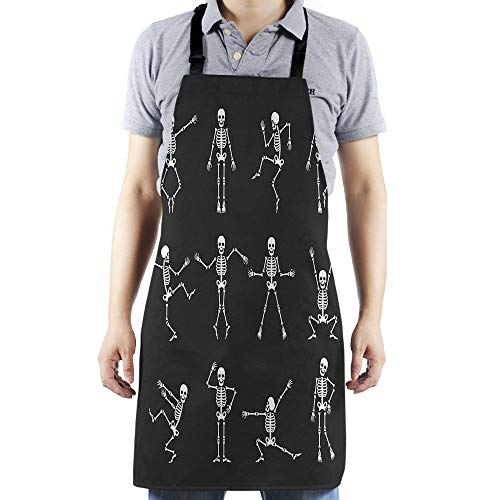 Hgod Designs Skeleton Kitchen Apron,Funny Cartoon Dancing Skeleton Body Kitchen Aprons For Women Men For Cooking Gardening Adjustable Home Bibs,Adult Size #TOP1