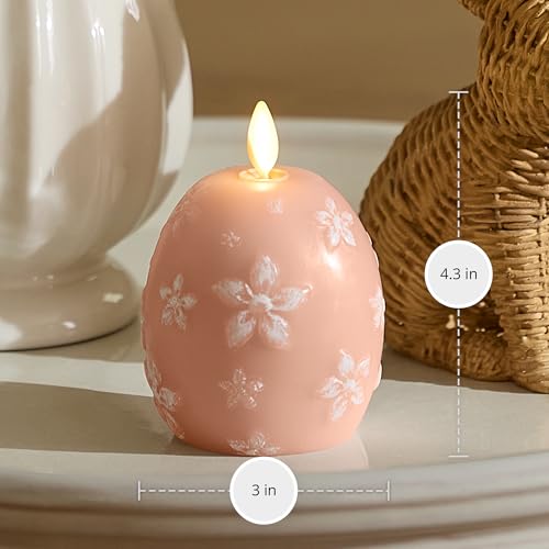 Image of Luminara Flameless Candle Crystal Beads Glitter Sphere, Unscented Real Wax LED Candle, Timer, Holiday Decoration Centerpiece (Dusky Rose Floral)