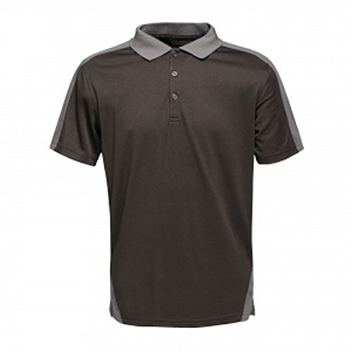 Regatta Contrast Quick Wicking Button Neck Polo Shirt T Shirts/Polos/Vests, Hombre, Black/Seal Grey, XXXL