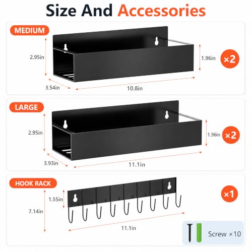 SMRCAD-Metal-Magnetic-Spice-Rack-4-Pack-with-Hook--Heavy-Duty-Iron-construction-dust-resistant-fits-condiment-bottles-includes-screws-for-optional-wall-mount