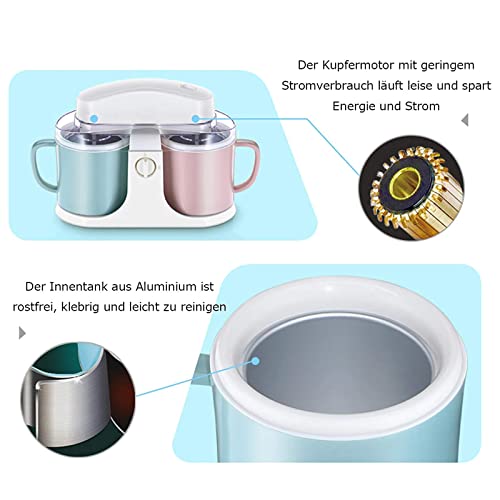Huachaoxiang Softeismaschine Für Zuhause, 1L Automatischer Doppelzylinder Mini Frozen Yogurt Maschine DIY Eismaschine,A – Bild 4