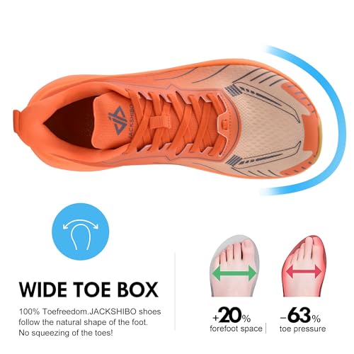 JACKSHIBO Slip in Men Hands Free Wide Toe Box Shoes Slip on Arch Support Wide Sneakers for Running Walking Tennis Athletic Plantar Fasciitis Orthopedic Shoe Zero Drop Cushion Thick Sole Width Shoes3