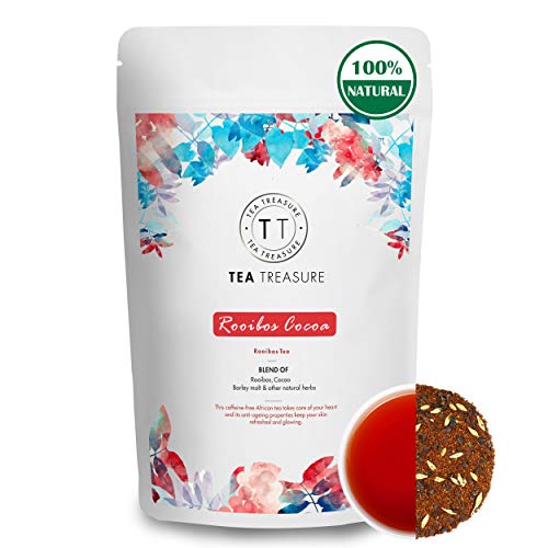 Tea Treasure Rooibos Red Herbal Tea with Cocoa Nibs, Rich in Antioxidants for Healthy Heart & Skin, 50 g