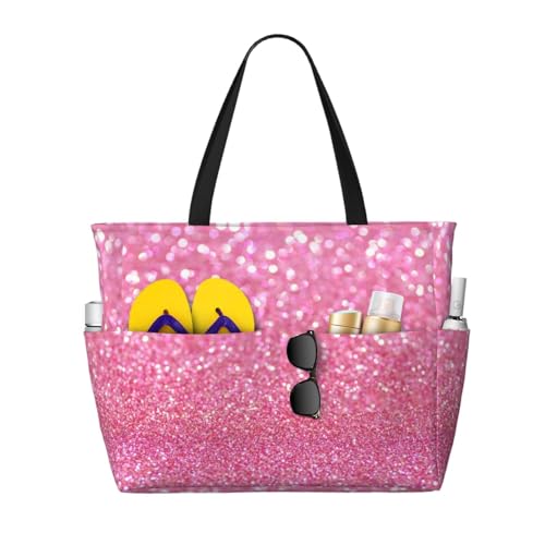 Grand sac de plage à paillettes roses pour transporter toutes vos affaires