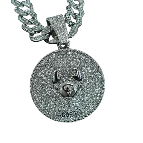 Collier pendentif du zodiaque Balance Scorpion et chaîne cubaine hip-hop : symbole de sagesse