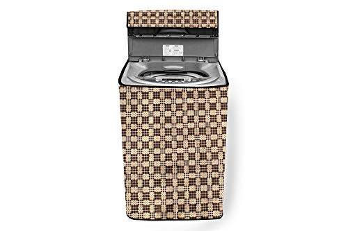 Image of Stylista Washing Machine Cover Compatible for Samsung 7.0 Kg Fully-Automatic Top Loading WA70N4420BS /TL Checkered Brown