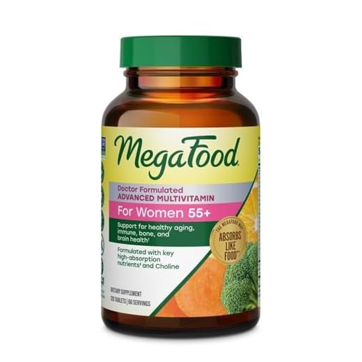 MegaFood Women's 55+ Advanced Multivitamin - Doctor-Formulated with Choline, D3, B12, and Antioxidants - Plus Real Food - Optimal Aging, Brain, and Bone Support- Vegetarian - 120 Tabs (60 Servings)