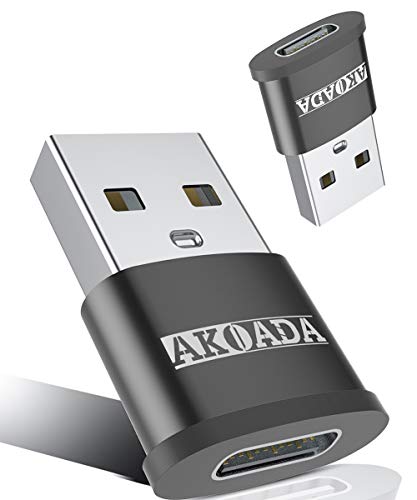 USB C Female to USB Male Adapter (2 Pack),AkoaDa Type C to USB A Connector,Compatible with Laptops,Chargers,Power Banks,and More Devices with Standard USB A Interface (Grey)