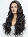 Body Wave Lace Front Wig Synthetic T Part Long Black Wigs for Women Glueless Wavy Wig Natural Color 48