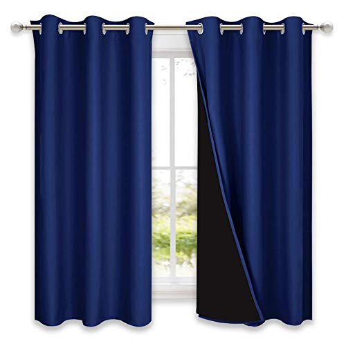 Image of NICETOWN 100% Blackout Curtain Set, Royal Blue, 37W x 40L, 2 PCs, Thermal Insulated & Energy Efficiency Window Draperies for Guest Room, Full Shading Panels for Shift Worker and Light Sleepers