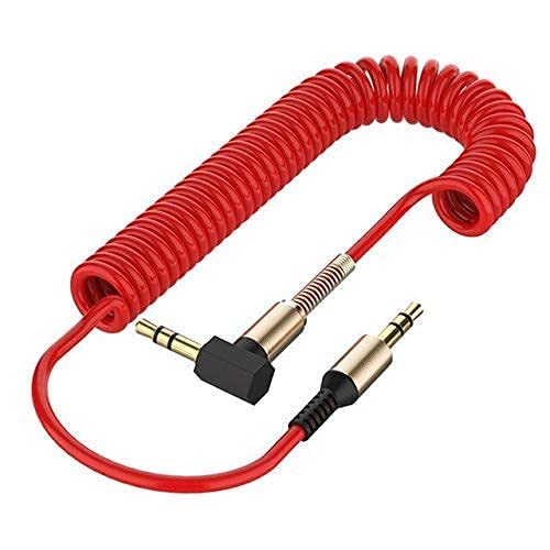 KIPZO® Red Spiral aux Cable for car Spring Type Male to Male aux Cable 3.5mm Audio Elbow L Shape Stretchable Jack Telescopic 90 Degree Right Angle Steel Spring Cord for Headphones Speaker Stereo (B0BVJ1NQ5H) Amazon Price History, Amazon Price Tracker