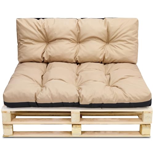 Amazinggirl Palettenkissen Outdoor Waschbar 80 x 120 cm - Pallettensitzkissen Europaletten Sitzkissen Polster Beige