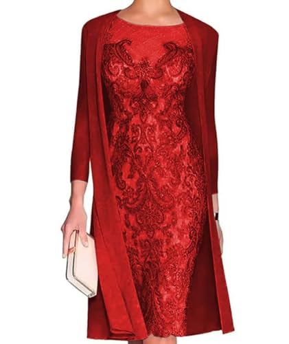 2 Pieces Mother of The Bride Dresses with Jackets Tea Length Mother of The Groom Dress Laces Appliques Evening Gowns