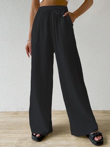Image of Shasmi Women's Trousers | Wide Leg Casual Pants Featuring a Relaxed Silhouette | Secure fit for All-Day wear | Convenient Side Pockets | Straight-Leg Cut | Elegant Design | Premium (157)