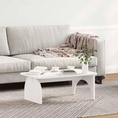 Table basse blanche pin massif rectangulaire pour optimiser les petits salons
