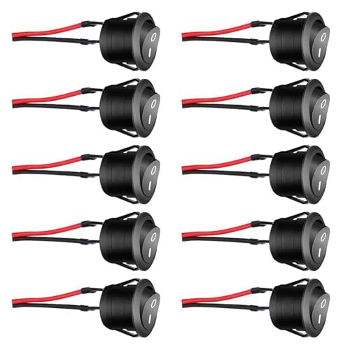 Interruptor basculante redondo ON/OFF Interruptor de palanca de 23 mm 12 V para automóviles Interruptor de 2 pines precableado de encendido/apagado