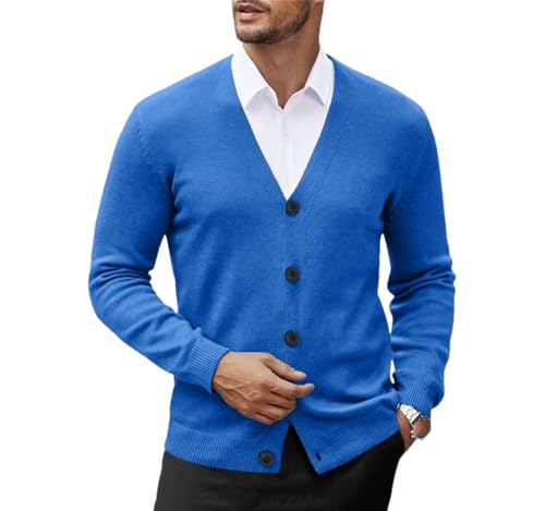Men's V-Neck Cardigan - Casual Button Down Knitted Sweatcoat Outdoor Streetwear