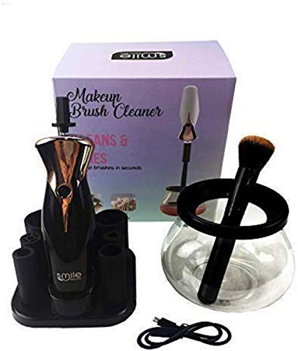 Smile Secrets Makeup Brush Cleaner & Dryer Kit- The Best Professional Makeup Brush Cleaning Tool Washing & Drying All Cosmetic Make up's Brushes 8 Collars Natural Clean Solution in Black Colour