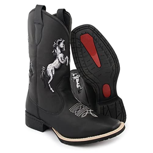 Bota Country Texana Masculina Bico Quadrado Texas Gold Horse Preto + Relogio Tamanho:41;Cor:Preto
