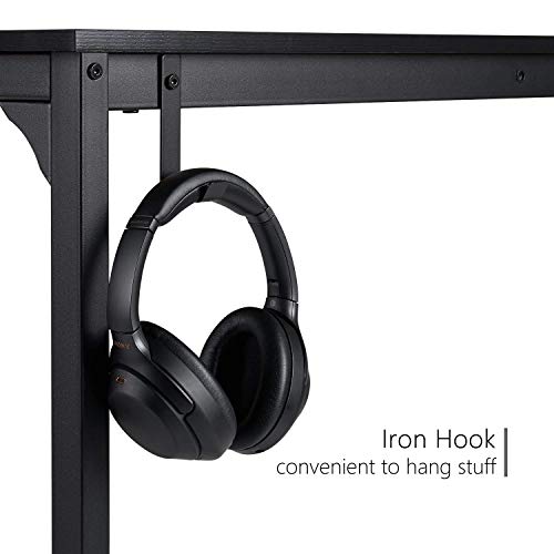 Cubicubi Computer Desk 40" Study Writing Table For Home Office, Modern Simple Style Pc Desk, Black Metal Frame, Black #TOP2